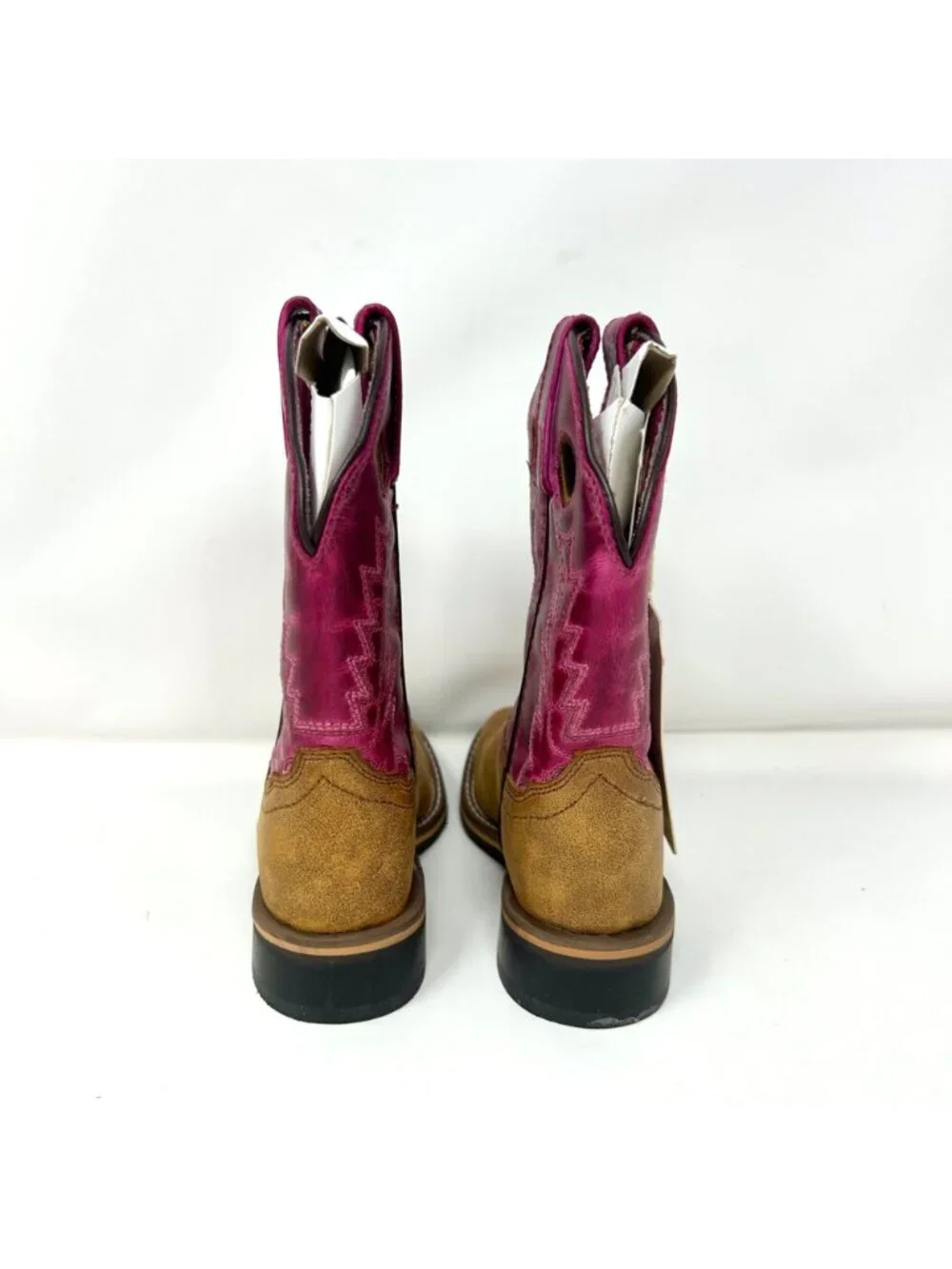Shyanne Little Girls Western Boots Brown Pink Square Toe Size 11 Cowboy Boots